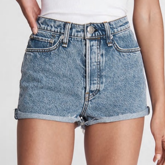 rag & bone Maya High-Rise Shorty Shorts in Calypso, size 24 - Picture 1 of 10